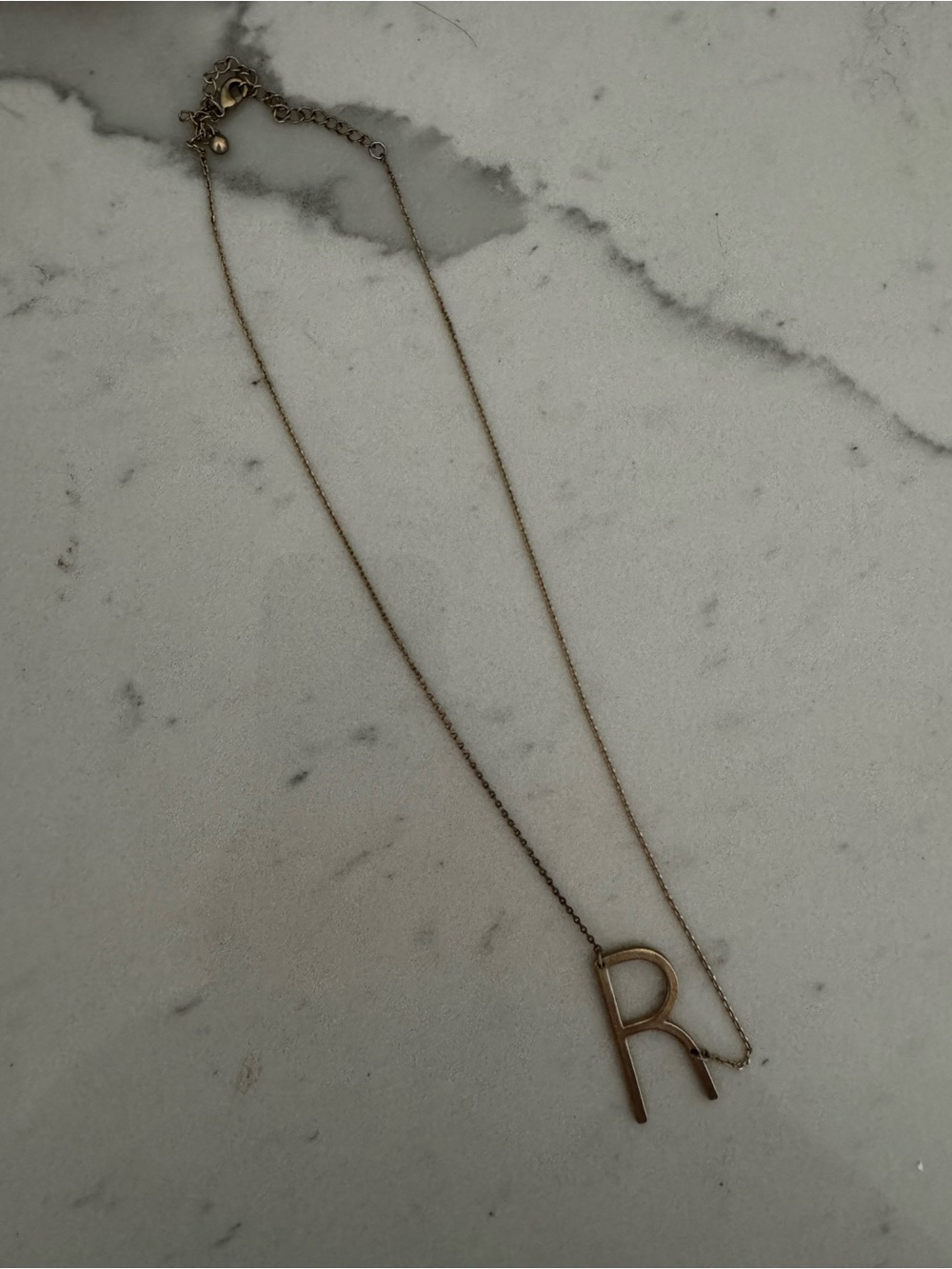 Initial 'R' Gold Letter Pendant Necklace